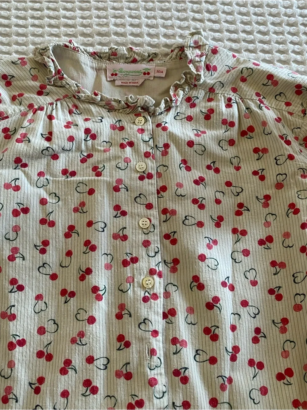 Bonpoint Girls Cherry Print Cotton Dress Size 10A